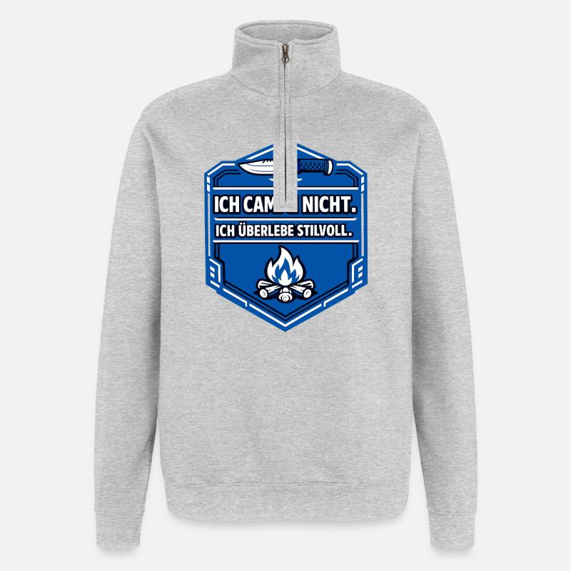 I just like camping - Quarter-Zip Sweatshirt - heather grey