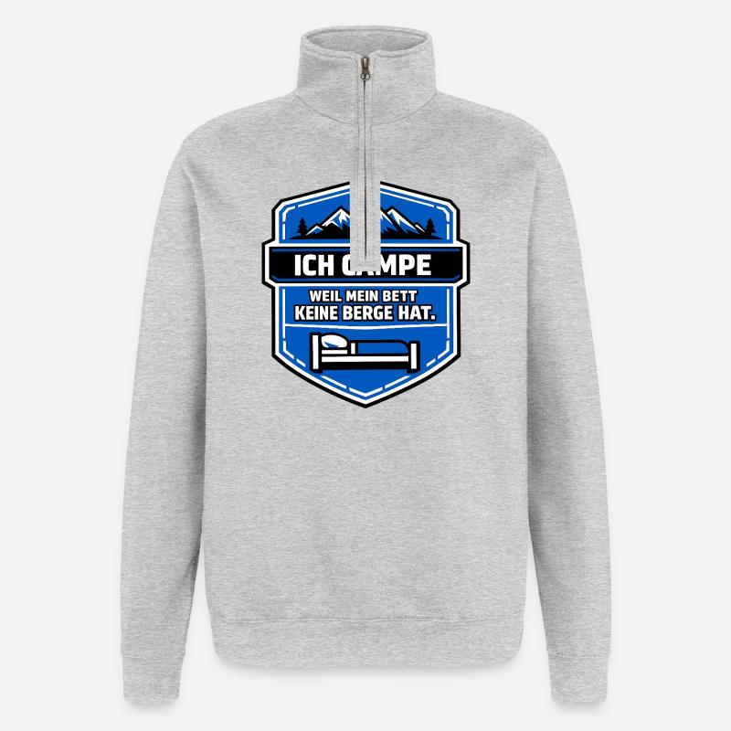 Camping en camping-car - Sweat à zip 1/4 - gris chiné