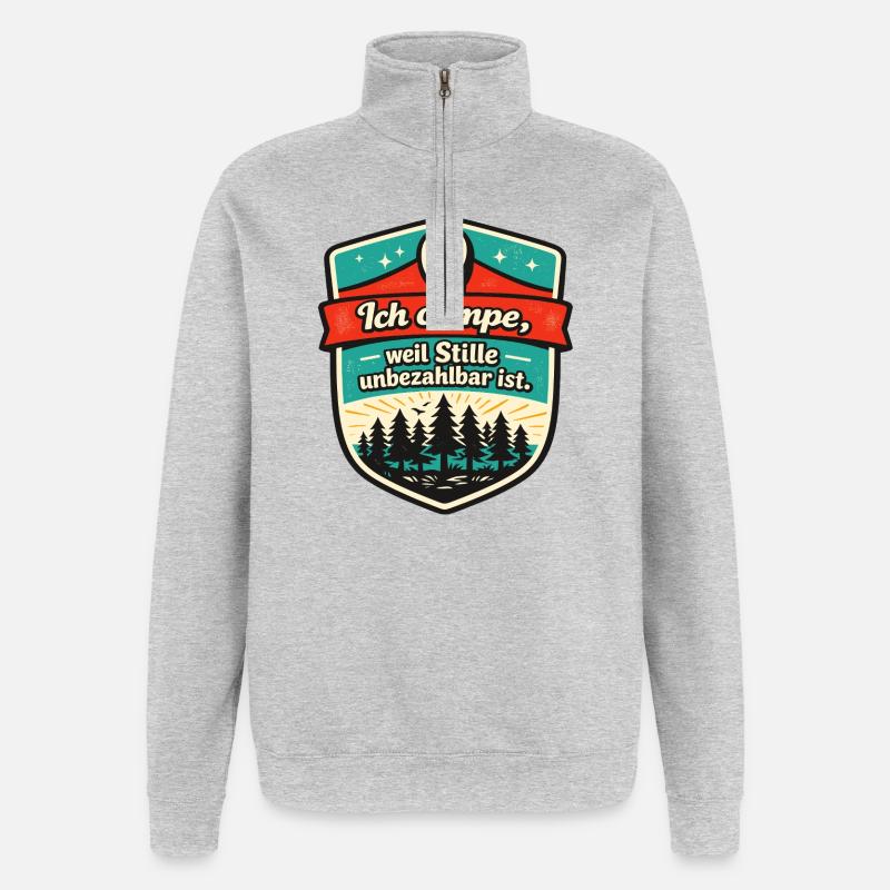 Wohnmobil Herzschlag Camper - Quarter-Zip-Sweatshirt - Grau meliert