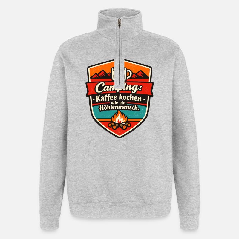 Camping pour campeurs - Sweat à zip 1/4 - gris chiné