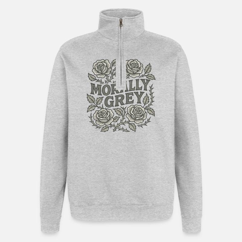 Morally Grey Roses - Quarter-Zip Sweatshirt - heather grey