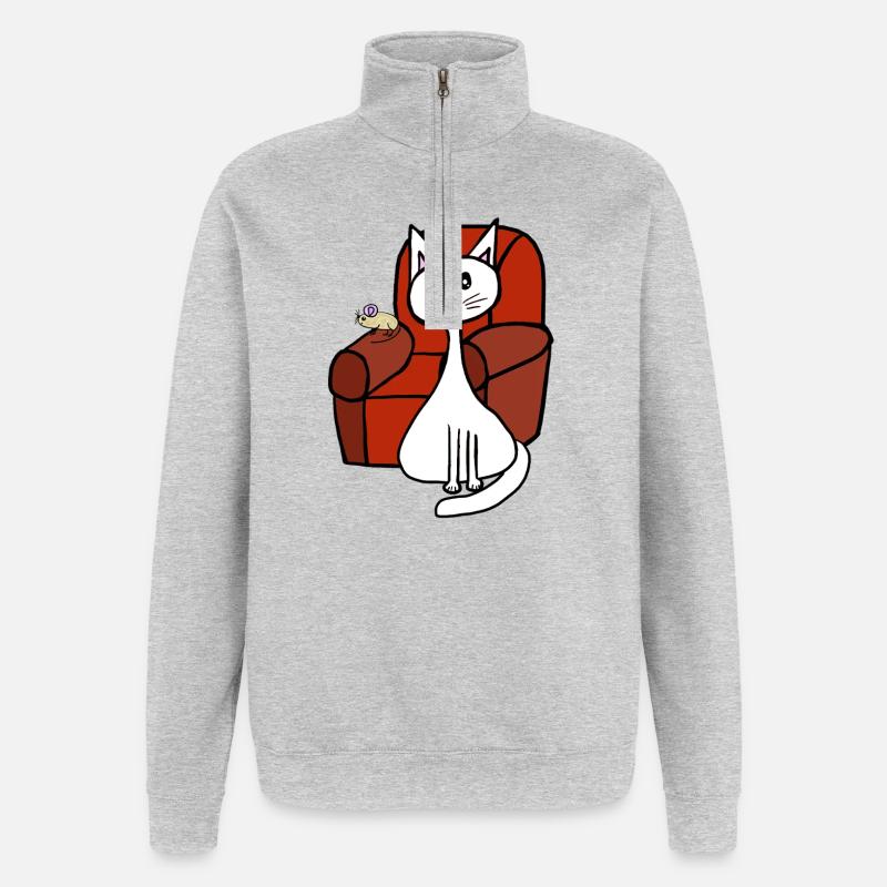 Pets Cat Mouse Cats Mice - Quarter-Zip Sweatshirt - heather grey