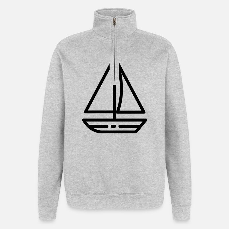 voilier - Sweat à zip 1/4 - gris chiné