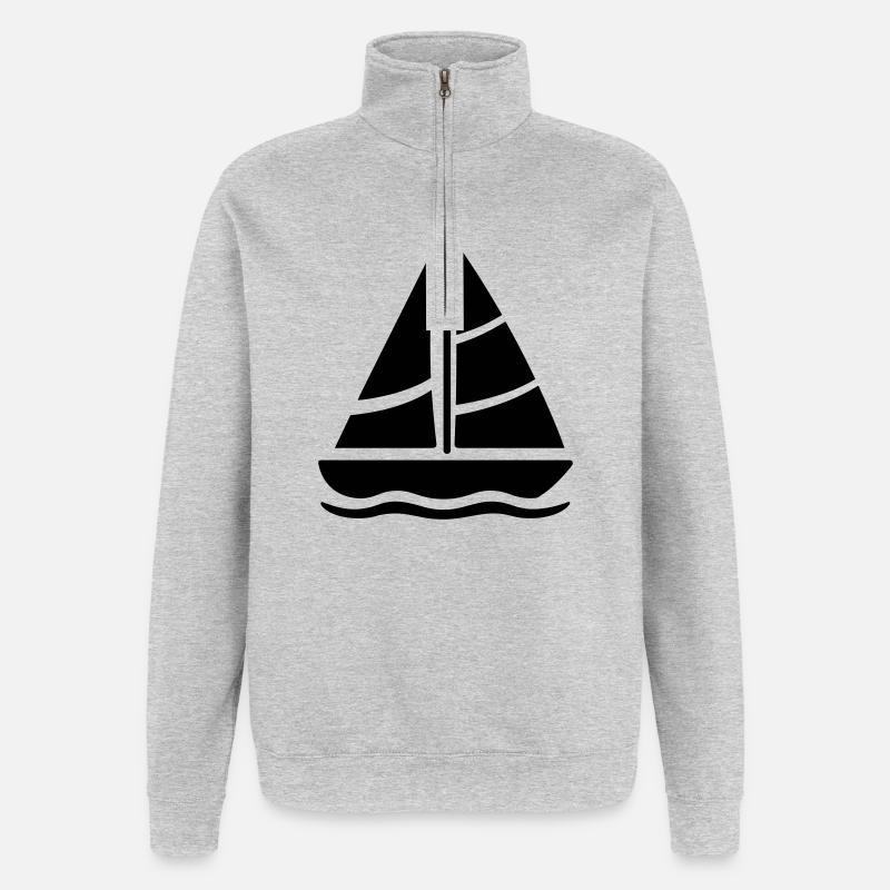 voilier - Sweat à zip 1/4 - gris chiné