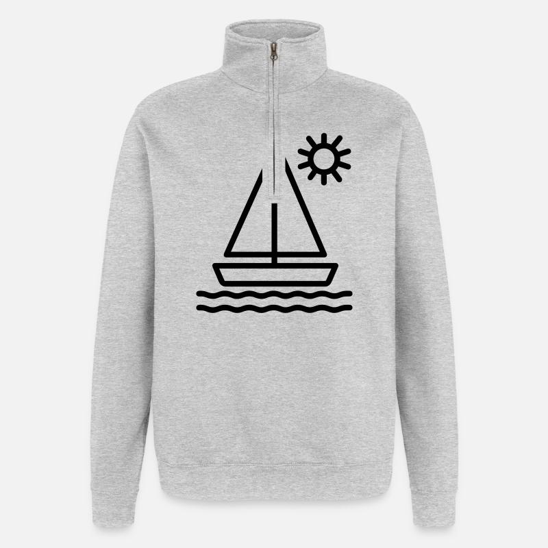 Segelschiff - Quarter-Zip-Sweatshirt - Grau meliert