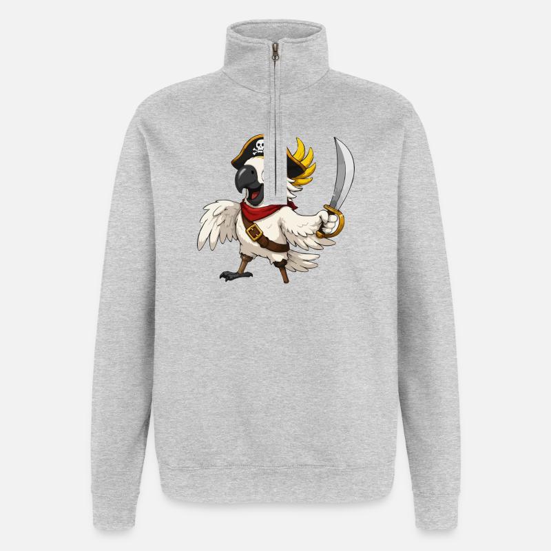 Aventure pirate du Capitaine Perroquet - Sweat à zip 1/4 - gris chiné
