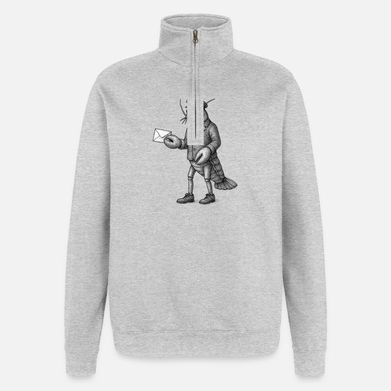 Lobster Courier in Suit - Quarter-Zip Sweatshirt - heather grey