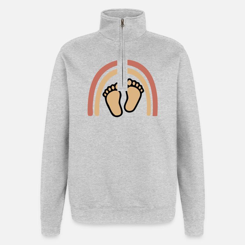 Baby Füße Regenbogen Boho - Quarter-Zip-Sweatshirt - Grau meliert