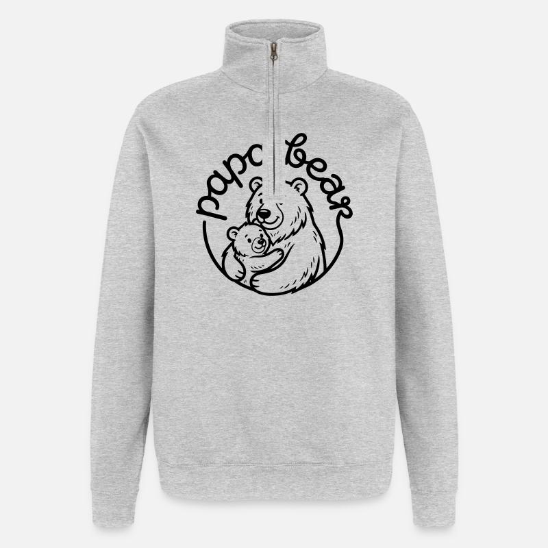 Papa Ours - Sweat à zip 1/4 - gris chiné