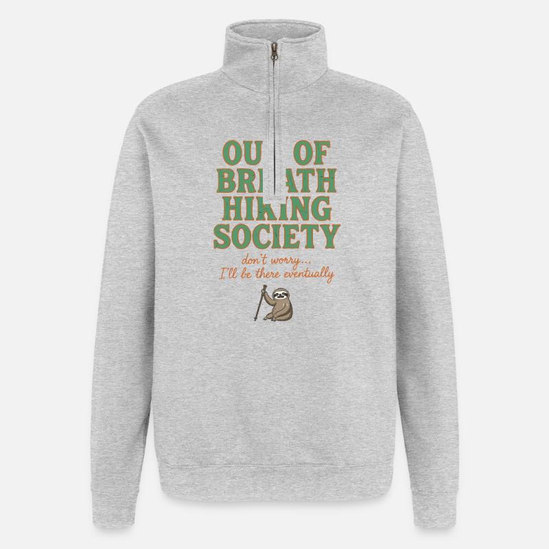 Société de randonnée essoufflée - Sweat à zip 1/4 - gris chiné