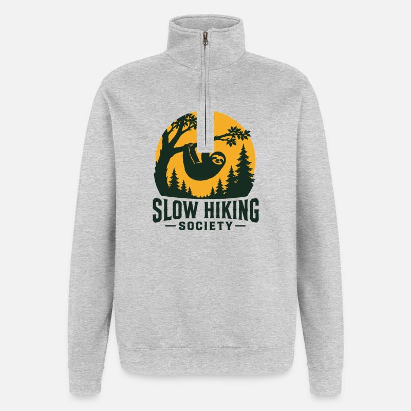 Slow Hiking Sloth  - Quarter-Zip Sweatshirt - heather grey
