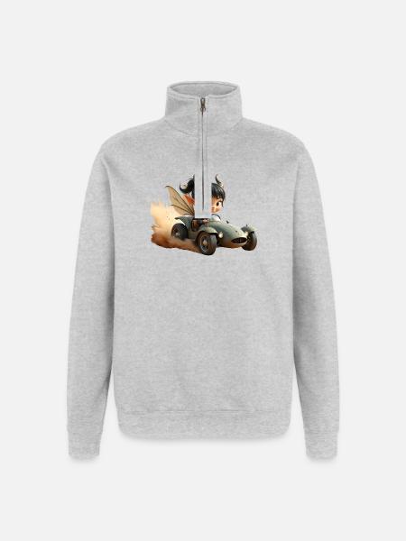 Adventure Goblin in Sand Car - Quarter-Zip Sweatshirt - heather grey