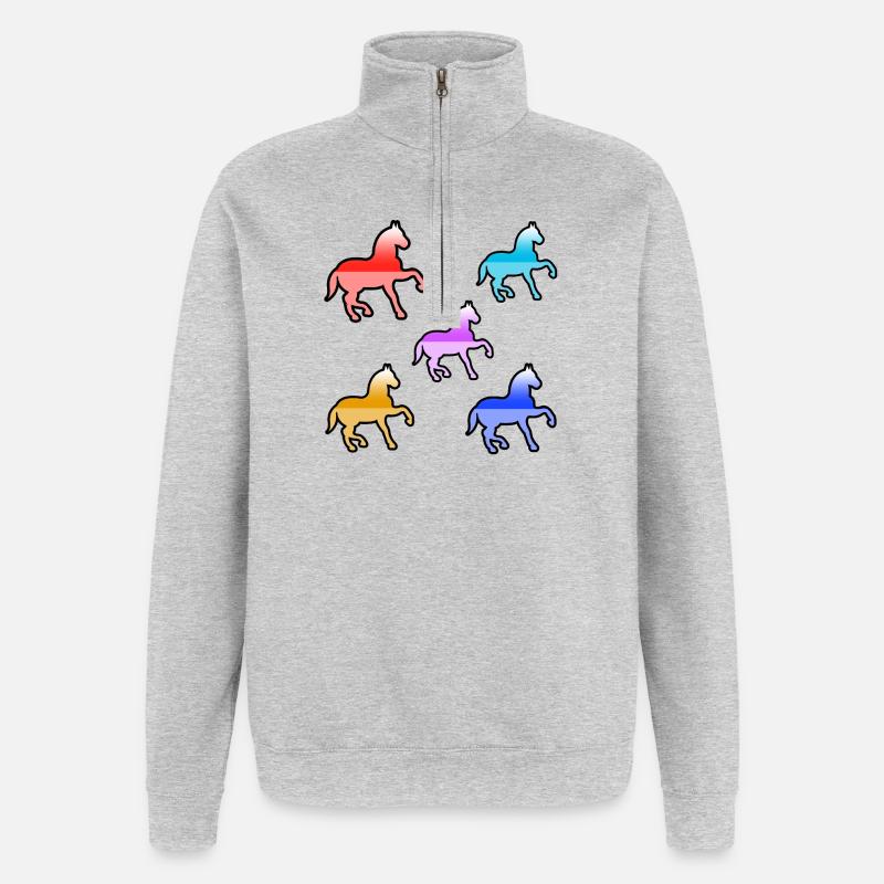 horses - Quarter-Zip Sweatshirt - heather grey