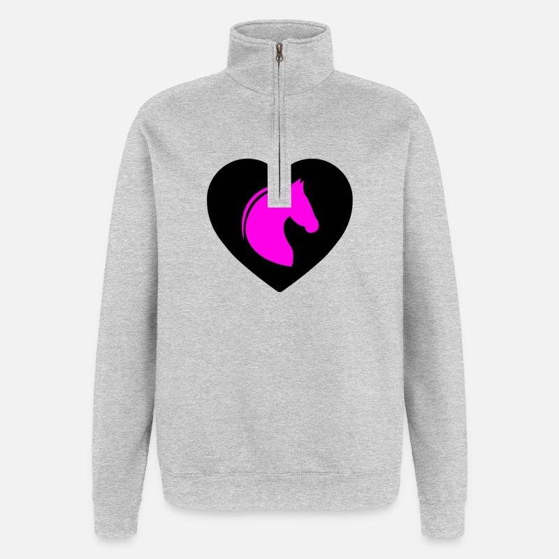 Pferde - Quarter-Zip-Sweatshirt - Grau meliert