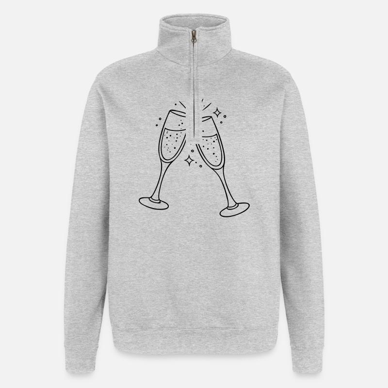 Sektglaeser Clipart - Sweat à zip 1/4 - gris chiné