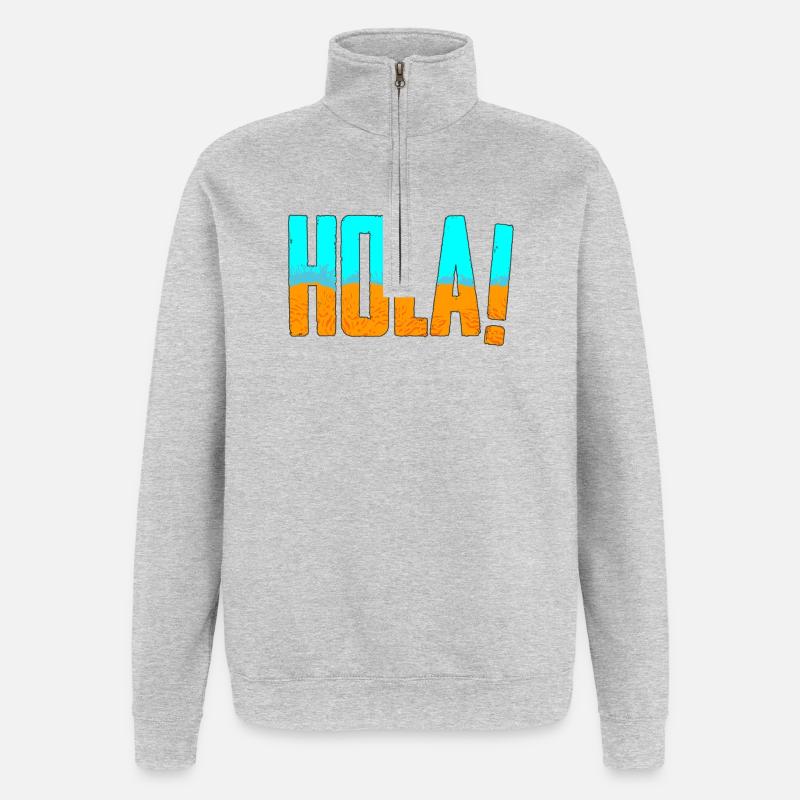 HOLA! Mallorca - Sand und Meer - Quarter-Zip-Sweatshirt - Grau meliert
