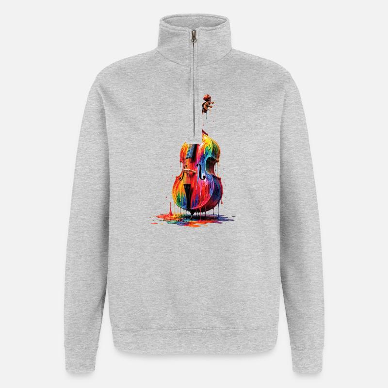 Double bass with dripping paint - Quarter-Zip Sweatshirt - heather grey
