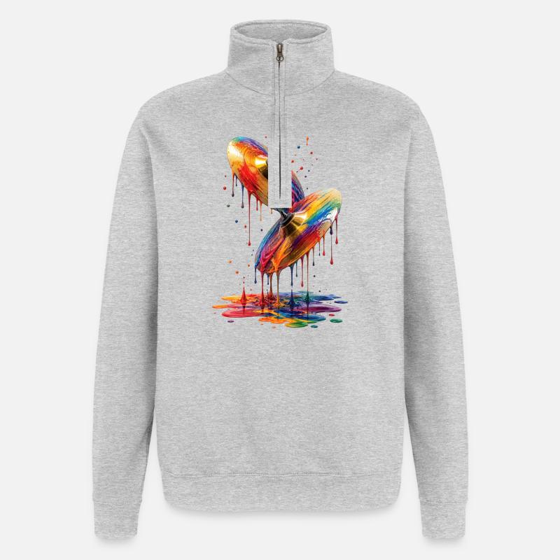 Piscines aux couleurs dégoulinantes - Sweat à zip 1/4 - gris chiné