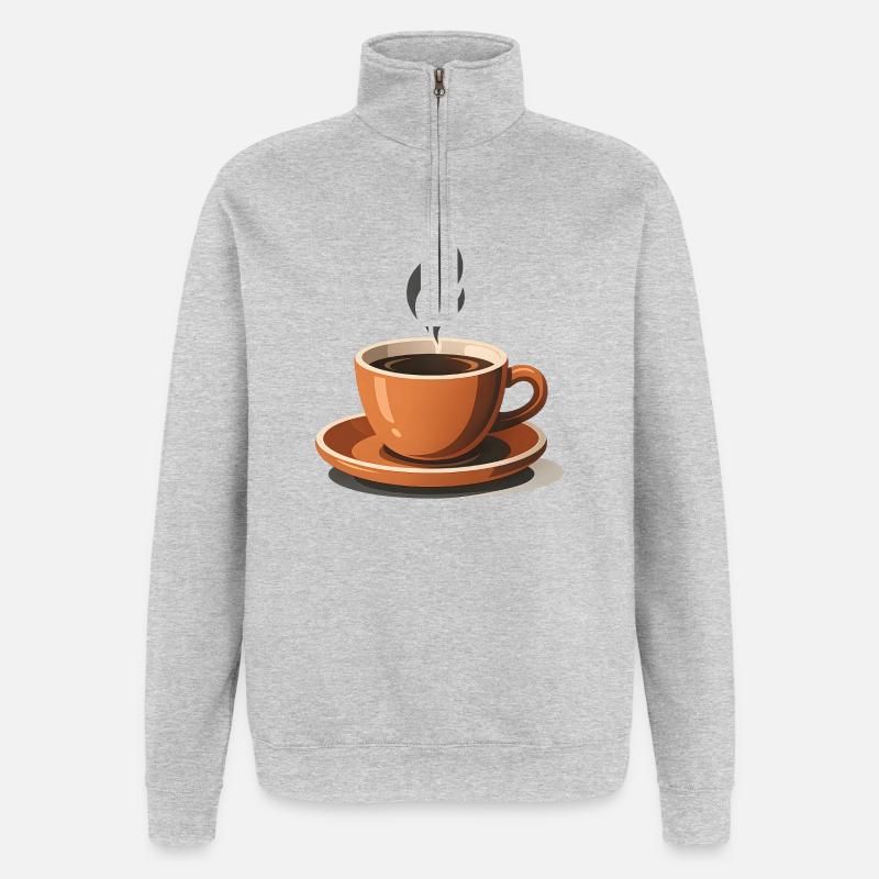 Tasse de Café Chaud Aromatique - Sweat à zip 1/4 - gris chiné