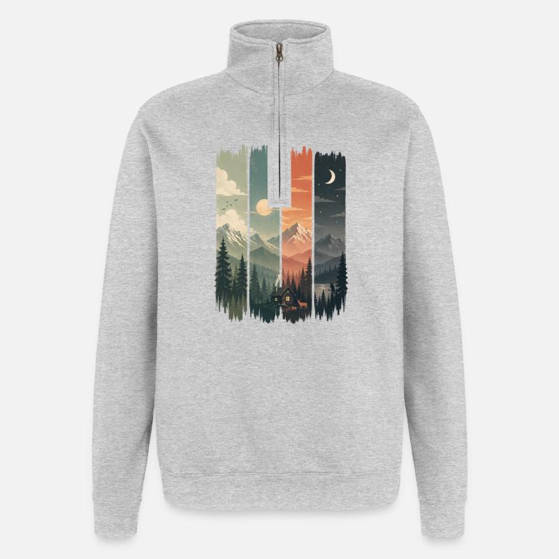 Sylvan signs: mountains and huts - Quarter-Zip Sweatshirt - heather grey