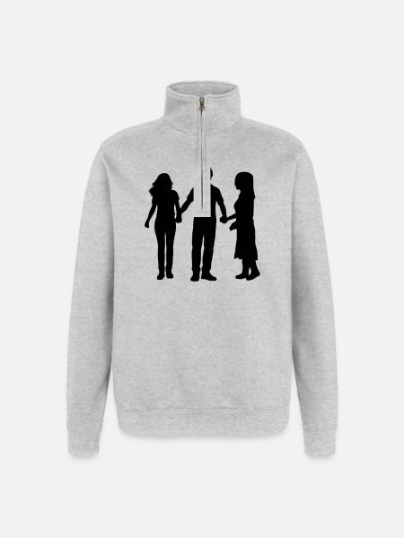 People Group Silhouette Friends Team Together - Quarter-Zip Sweatshirt - heather grey