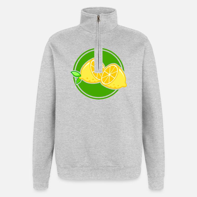 Zitrone - Quarter-Zip-Sweatshirt - Grau meliert