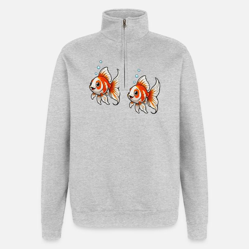 Bande dessinée Poisson Rouge - Sweat à zip 1/4 - gris chiné