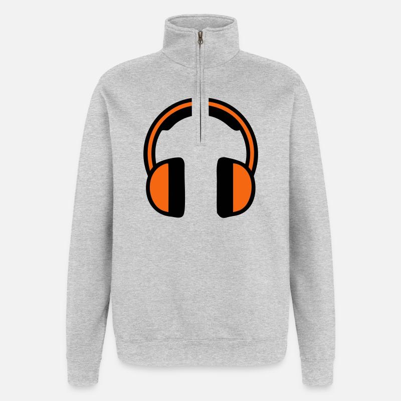 Gehörschutz Kopfhörer Baustelle - Quarter-Zip-Sweatshirt - Grau meliert