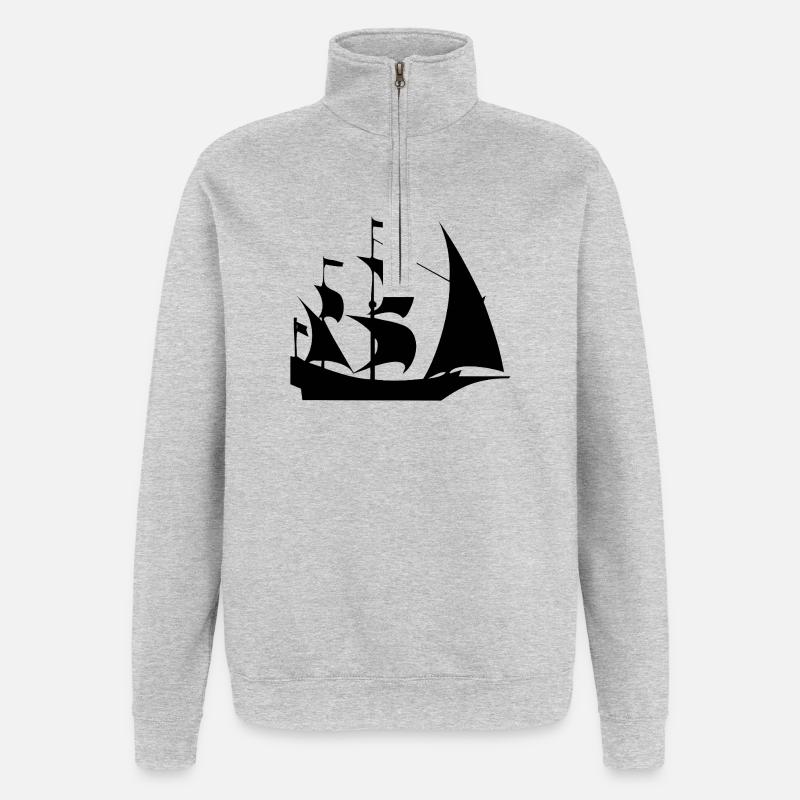 Voile - Sweat à zip 1/4 - gris chiné
