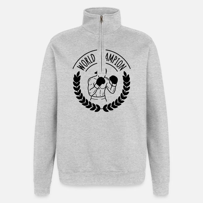 boxe - Sweat à zip 1/4 - gris chiné