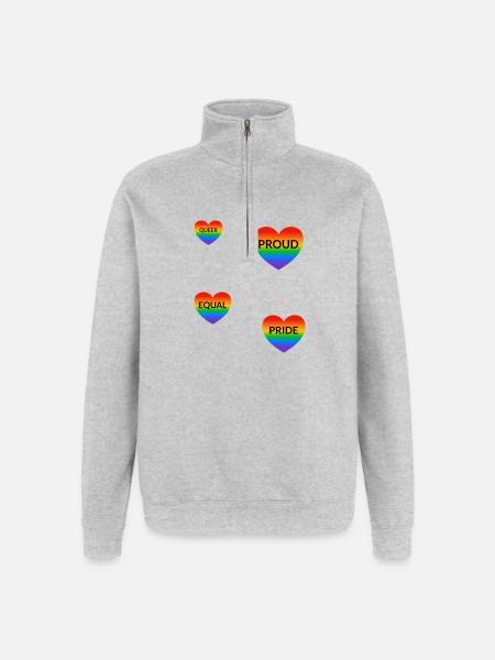 LGBT slogans pride rainbow hearts - Quarter-Zip Sweatshirt - heather grey
