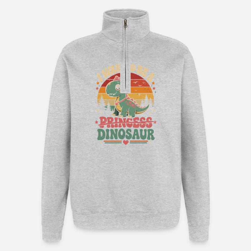Princesse Dino Retrocoucher - Sweat à zip 1/4 - gris chiné