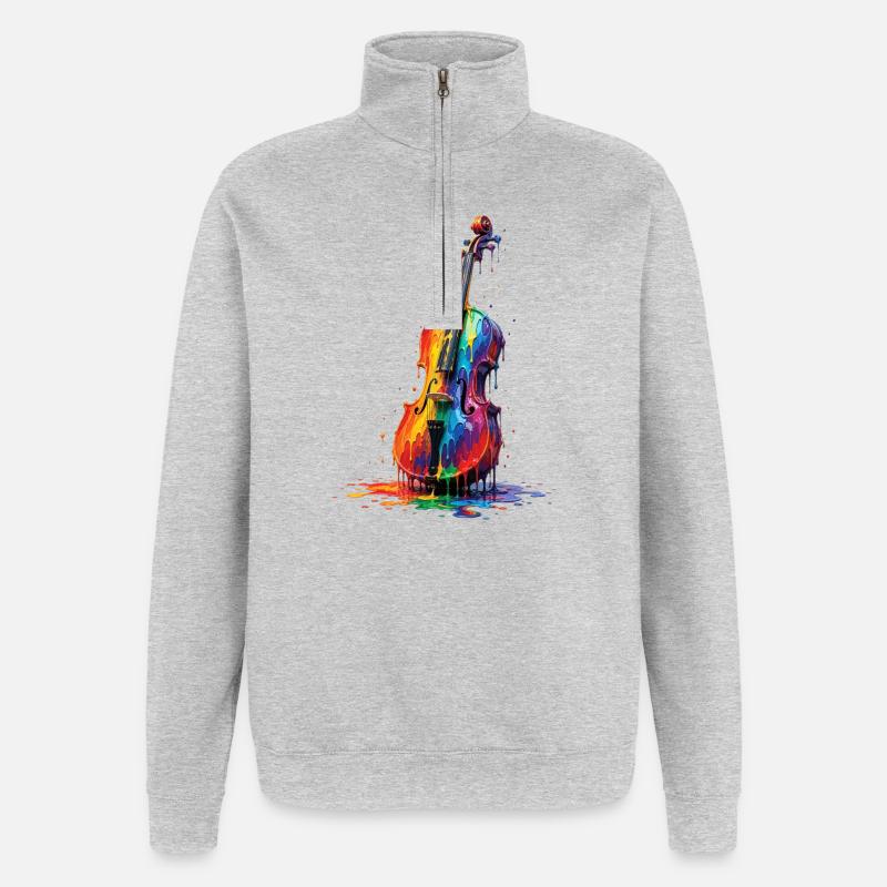 Viola with dripping paint - Quarter-Zip Sweatshirt - heather grey