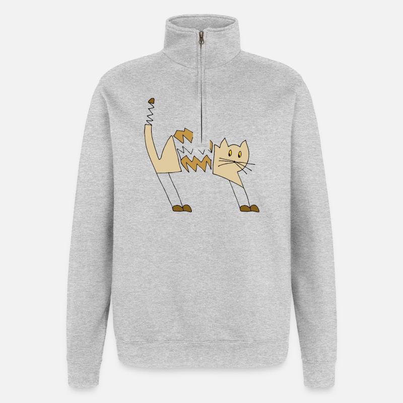 cat - Quarter-Zip Sweatshirt - heather grey