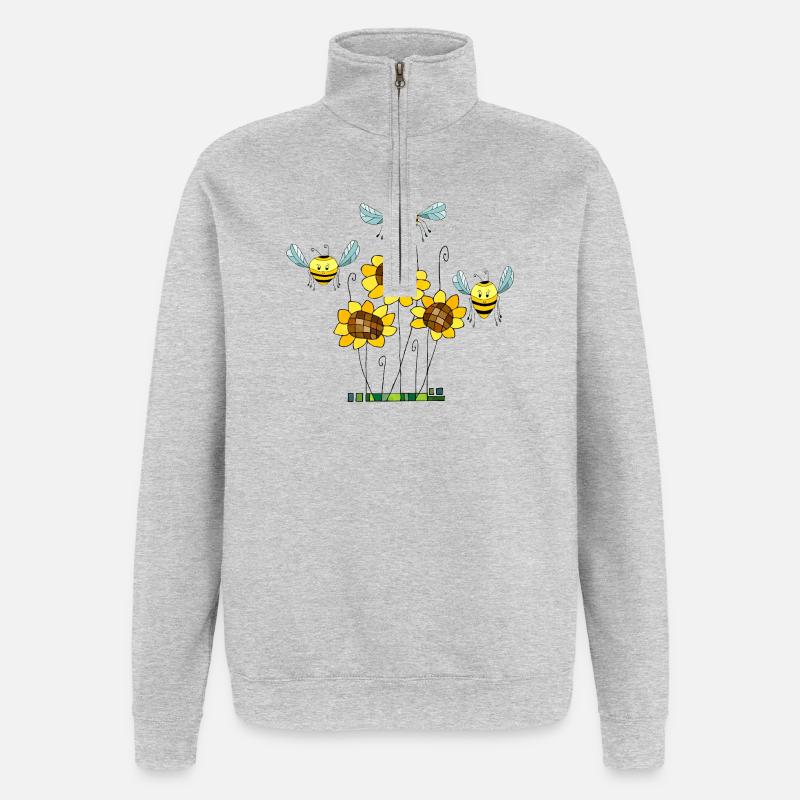 Insectes - Sweat à zip 1/4 - gris chiné