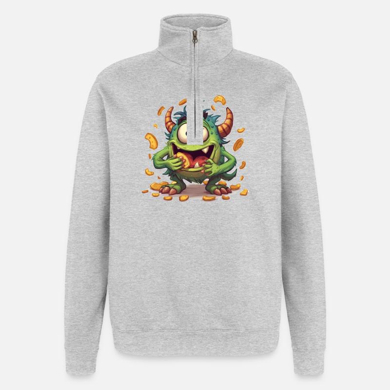 Snacking d’échantillons de menthe - Sweat à zip 1/4 - gris chiné