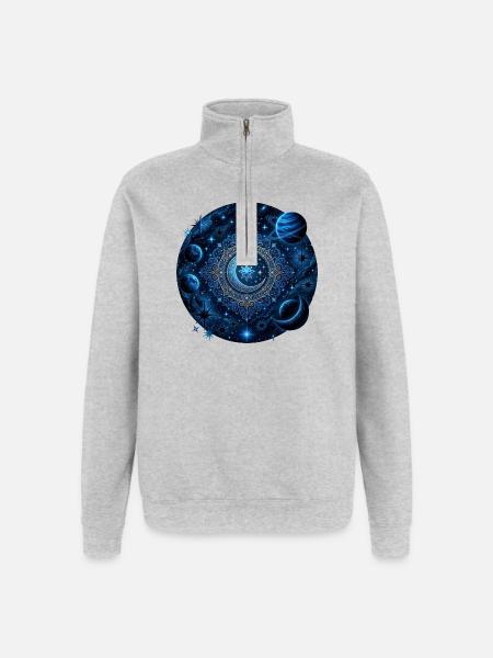 Space Planets Galaxies Stars Moons - Quarter-Zip Sweatshirt - heather grey