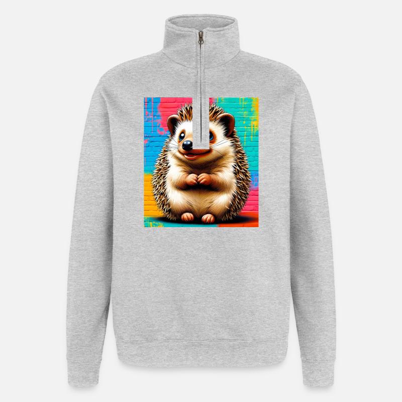 hedgehog - Quarter-Zip Sweatshirt - heather grey