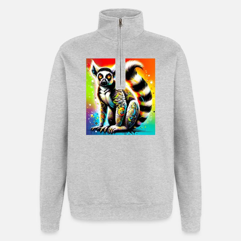 Lémurien - Sweat à zip 1/4 - gris chiné