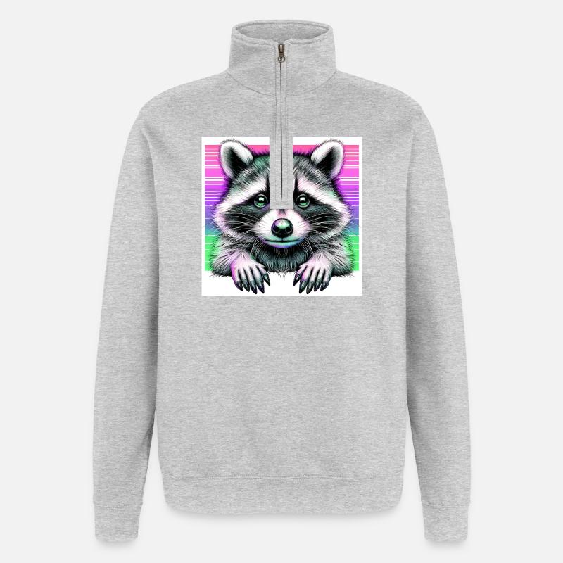 Raton laveur - Sweat à zip 1/4 - gris chiné