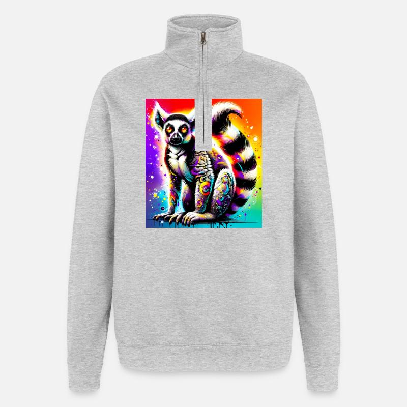 Lémurien - Sweat à zip 1/4 - gris chiné