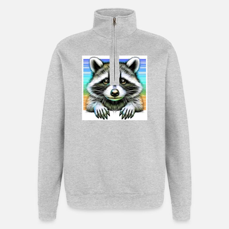 Raton laveur - Sweat à zip 1/4 - gris chiné
