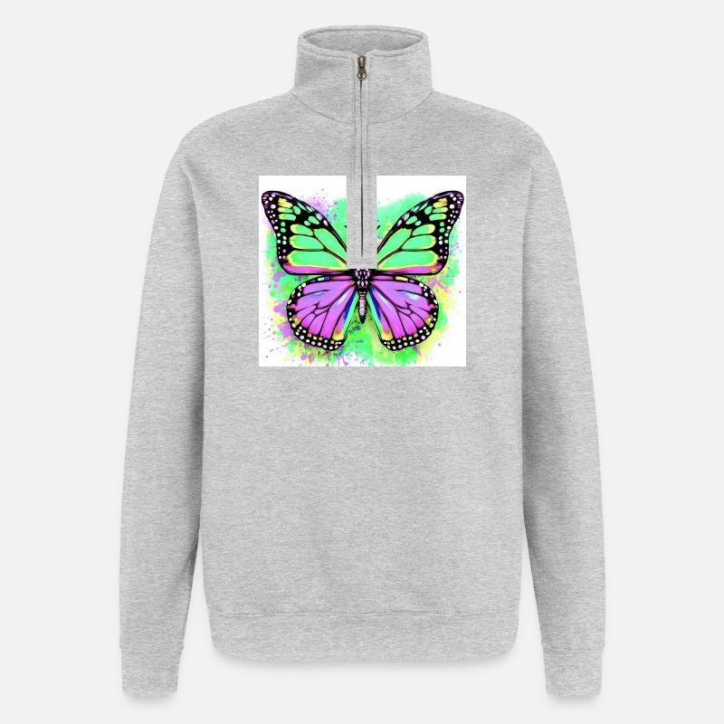 Schmetterling - Quarter-Zip-Sweatshirt - Grau meliert