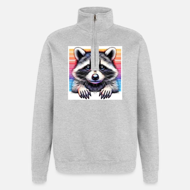 Raton laveur - Sweat à zip 1/4 - gris chiné