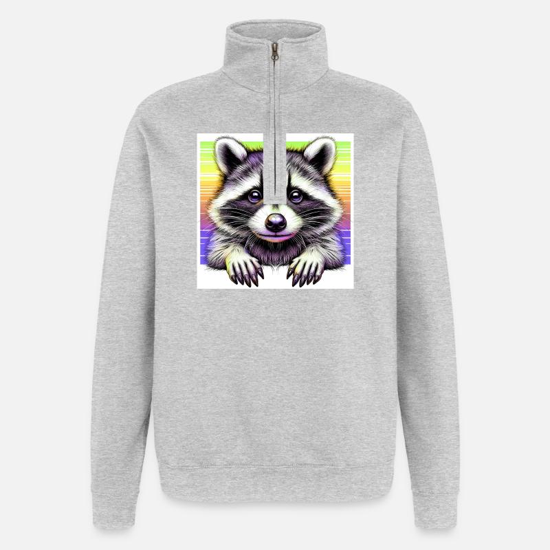 Waschbär - Quarter-Zip-Sweatshirt - Grau meliert
