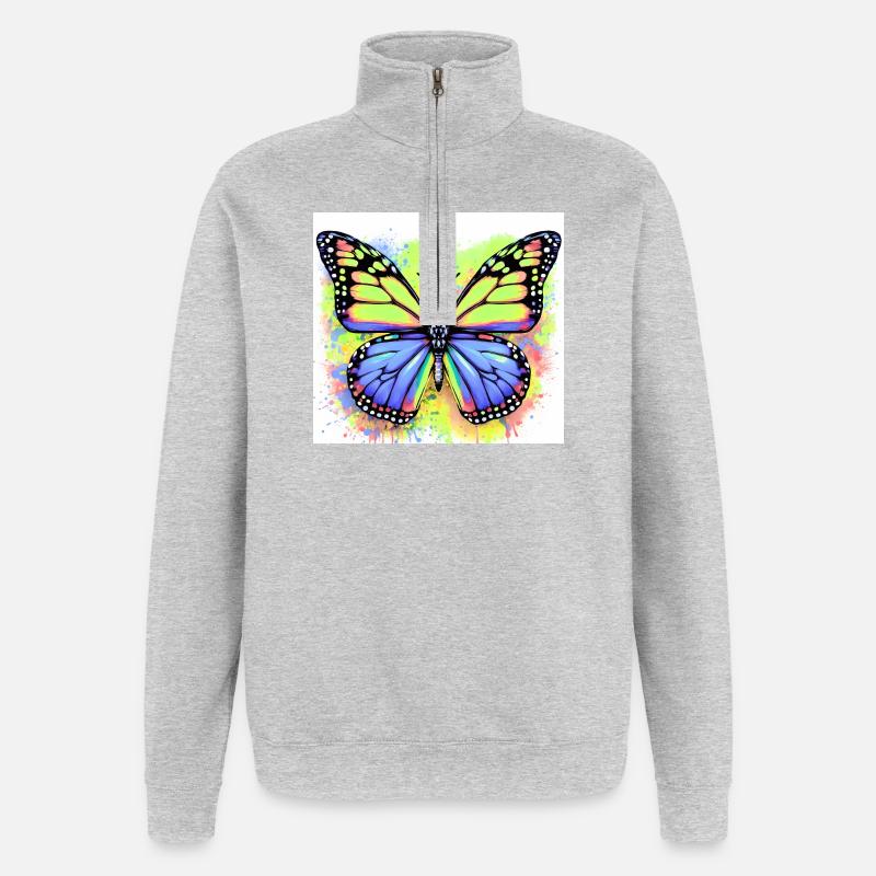 papillon - Sweat à zip 1/4 - gris chiné