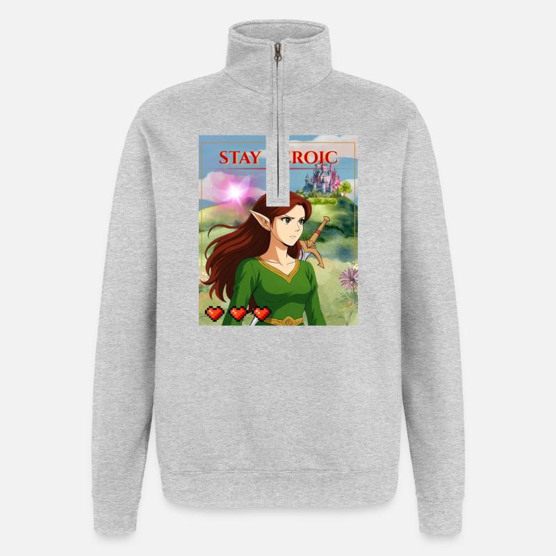 Reste héroïque - Sweat à zip 1/4 - gris chiné