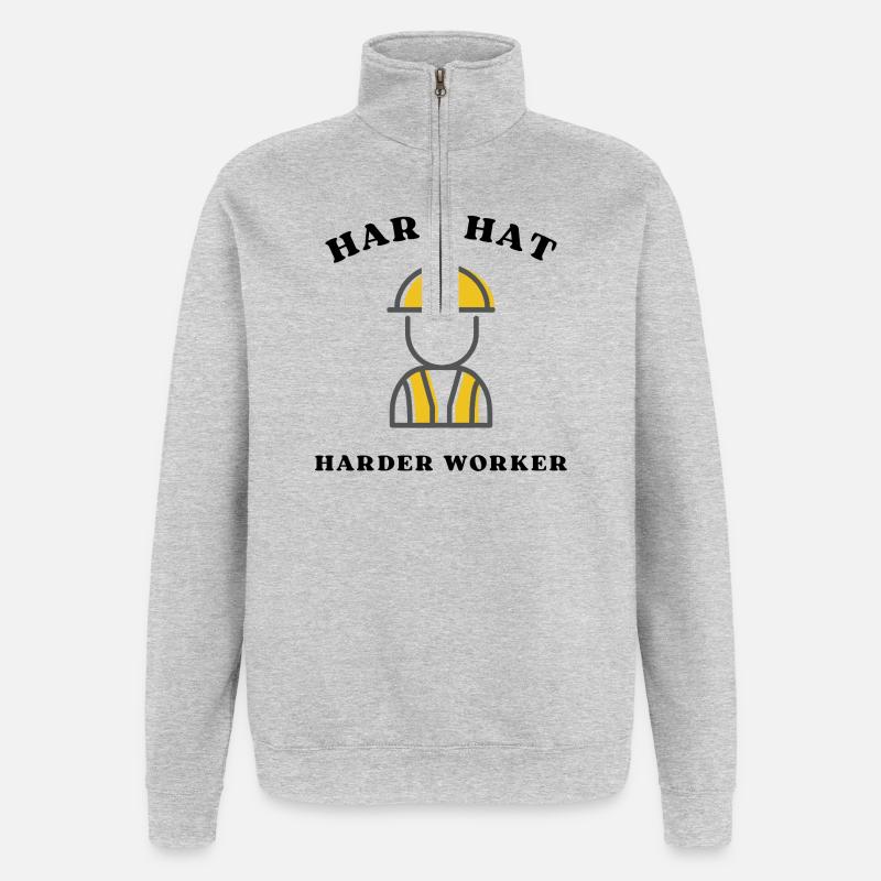Baustellenheld Silhouette - Quarter-Zip-Sweatshirt - Grau meliert