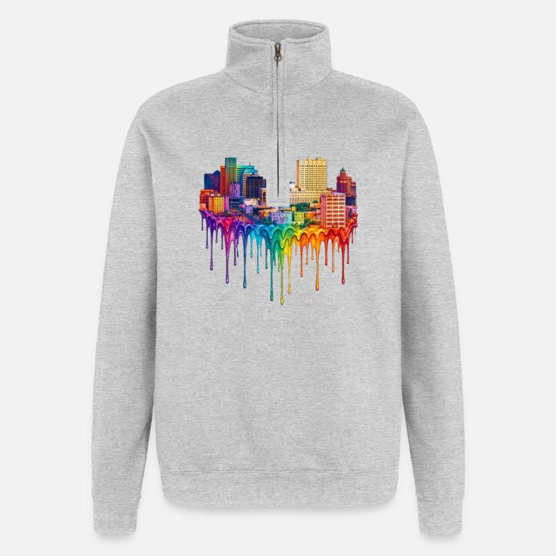 El Paso Texas Dripping Paint - Quarter-Zip Sweatshirt - heather grey