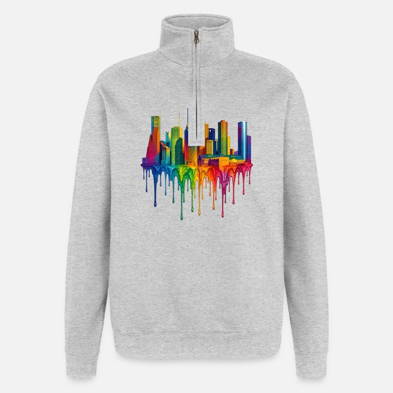 Houston, Texas – Dripping Paint - Quarter-Zip Sweatshirt - heather grey